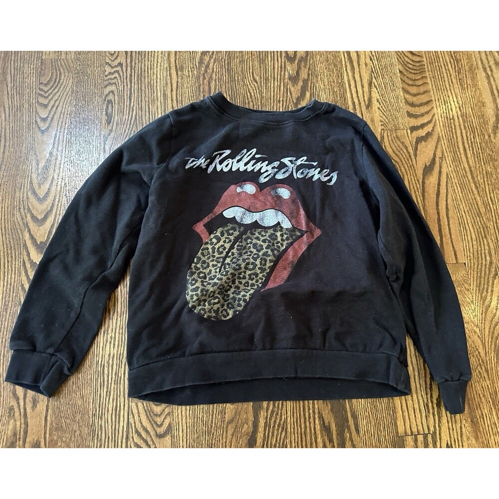 The Rolling Stones Size S Sweatshirt Crew Neck Graphic Print Black Pullover